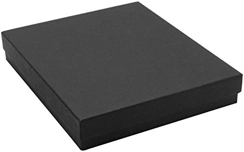 TheDisplayGuys – Paquete de 25 cajas de joyería de papel kraft #75 con relleno de algodón, negro mate (7-18 x 5-15 x 1-13 pulgadas), regalo, envío,
