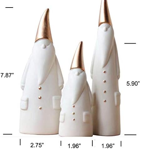 Simplifi-Life – Juego de 3 figuras de Papá Noel (cerámica, hechas a mano), color blanco