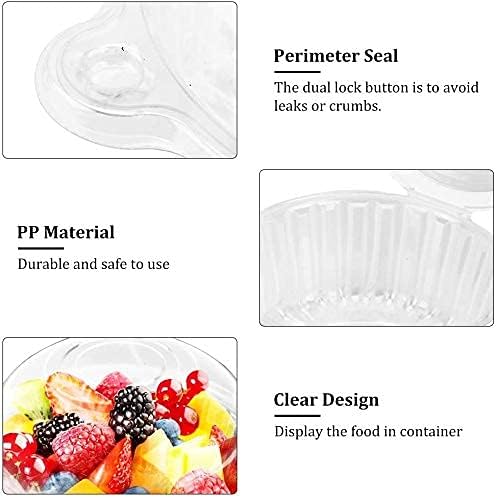GOTOTOP Soporte individual para cupcakes, 400 unidades individuales individuales de plástico transparente para cupcakes, cajas con tapa para