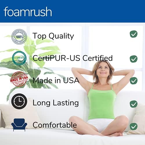 FoamRush Cojín cuadrado de espuma viscoelástica de gel frío de 4 x 36 x 36 pulgadas, firmeza media (cojín para silla, sillas cuadradas de comedor,