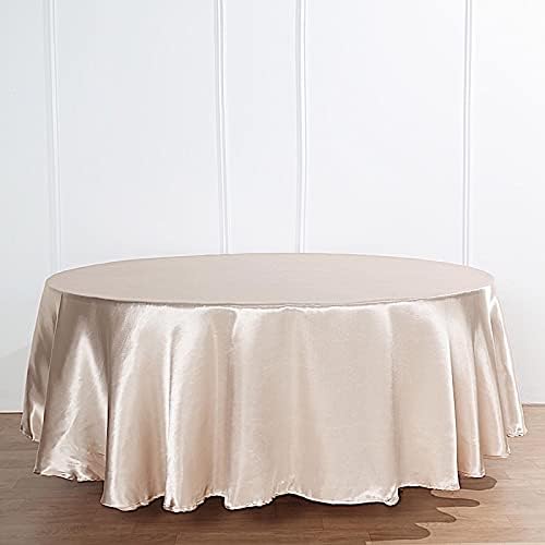 Mantel redondo de satén beige de 120″