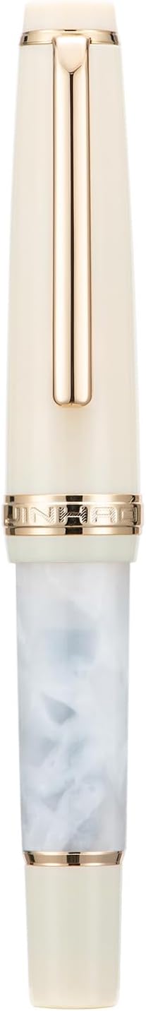 Jinhao 82 Mini pluma estilográfica acrílica, punta mediana iridio con convertidor de tinta, mini bolígrafo de viaje blanco nieve de bolsillo corto