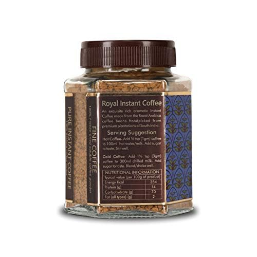 Octavius Royal Instant Coffee, café molido indio de tostado medio oscuro, perfectamente equilibrado, siempre suave, fabricado con granos 100% del