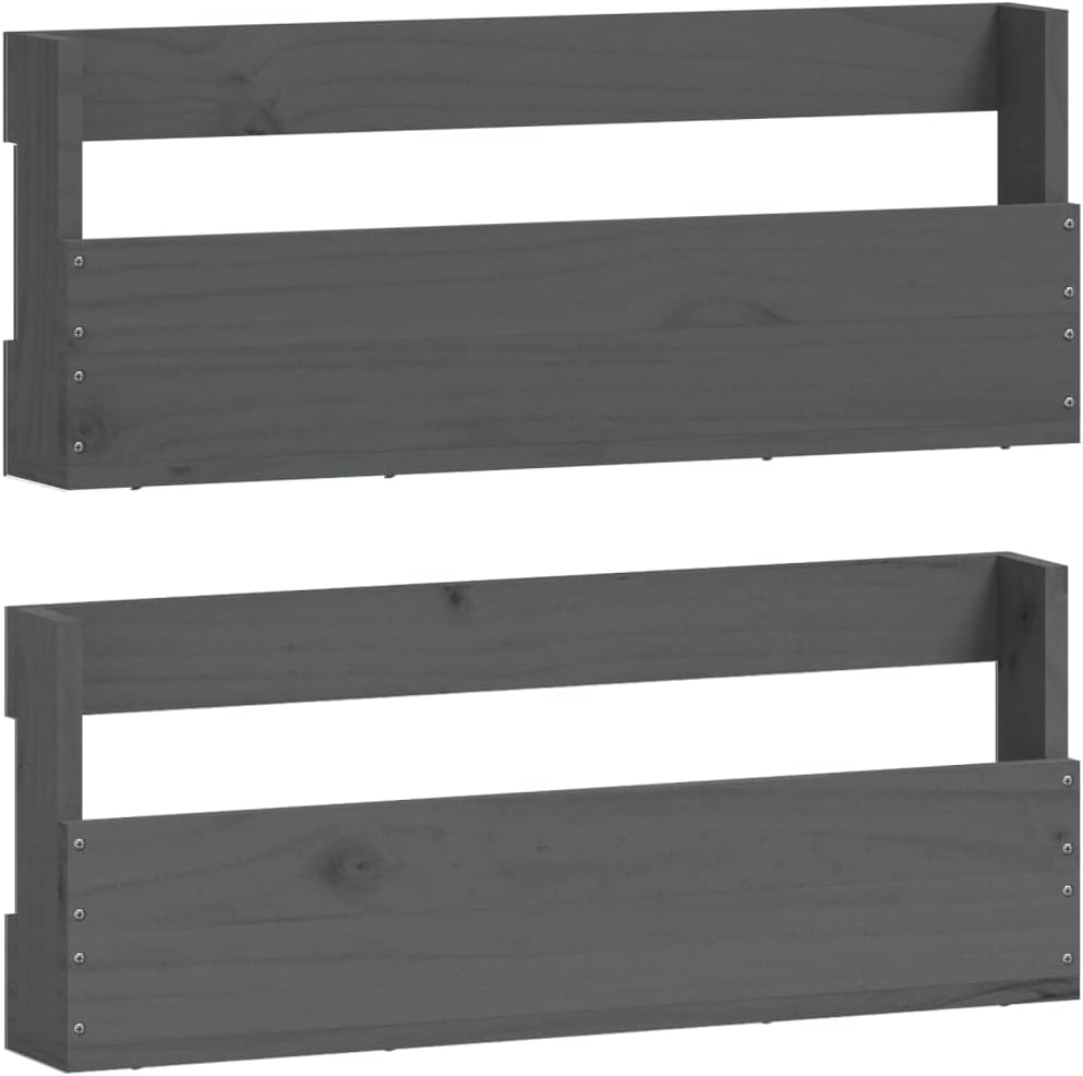 Zapateros de pared 2 piezas Gris 23.2×3.5×9.1 in Madera maciza Pino