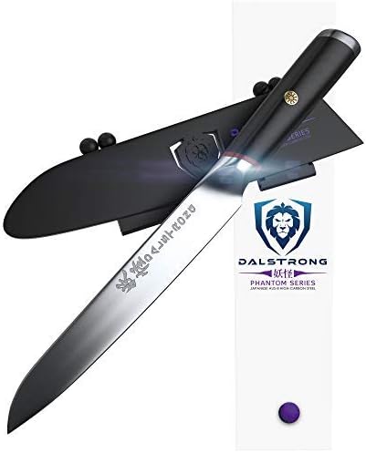 Dalstrong – Phantom Series – Alto carbono japonés – Acero AUS8 – Funda, AUS-8 Super acero japonés, mango de pakkawood negro