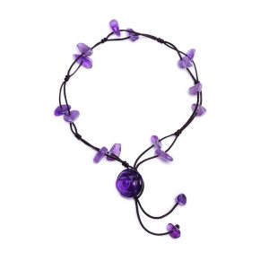 Sofiacreations Handmade Natural Amethyst Anklet, Hand Carved Rose Flower Amethyst Chip Beads Anklet, Healing Protection Balance Women Boho Style Sofiacreations Handmade Natural Amethyst Anklet, Hand Carved Rose Flower Amethyst Chip Beads Anklet, Healing Protection Balance Women Boho Style