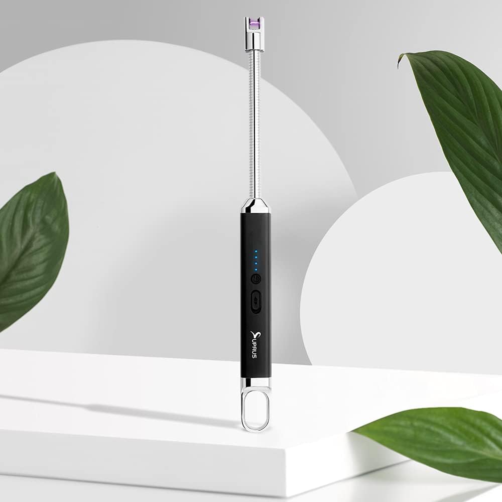 SUPRUS Encendedor USB recargable de arco eléctrico con interruptor de seguridad, cuello flexible de 360, parrilla sin llama, encendedores largos