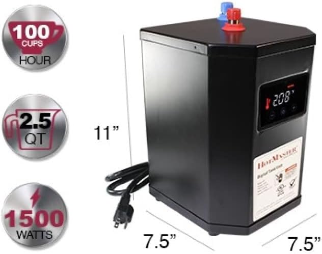 Westbrass DT1F271-62 Develosah – Grifo dispensador caliente de 9 pulgadas con 1 mango con sistema de tanque digital HotMaster DigiHot y filtro de