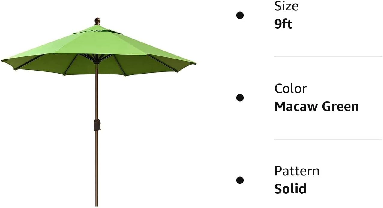 EliteShade Sombrilla de patio de 9 pies para mesa y exteriores, uso comercial, no se va a decolorar durante 10 años, con ventilación, color verde
