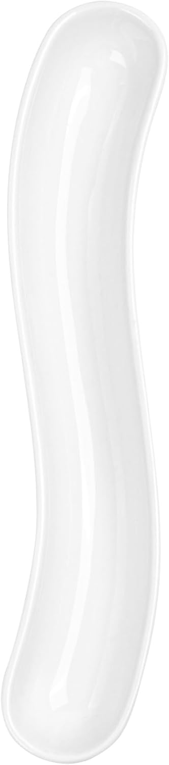 Restaurantware Swerve – Plato de oliva de 10 onzas, 1 bandeja curvada de aceituna, resistente a astillas, canoa de olivo de porcelana blanca, apta
