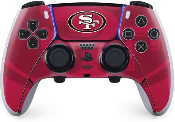 Skinit Calcomanía para juegos compatible con el controlador PS5 DualSense Edge Pro, con licencia oficial de la NFL San Francisco 49ers Double Vision