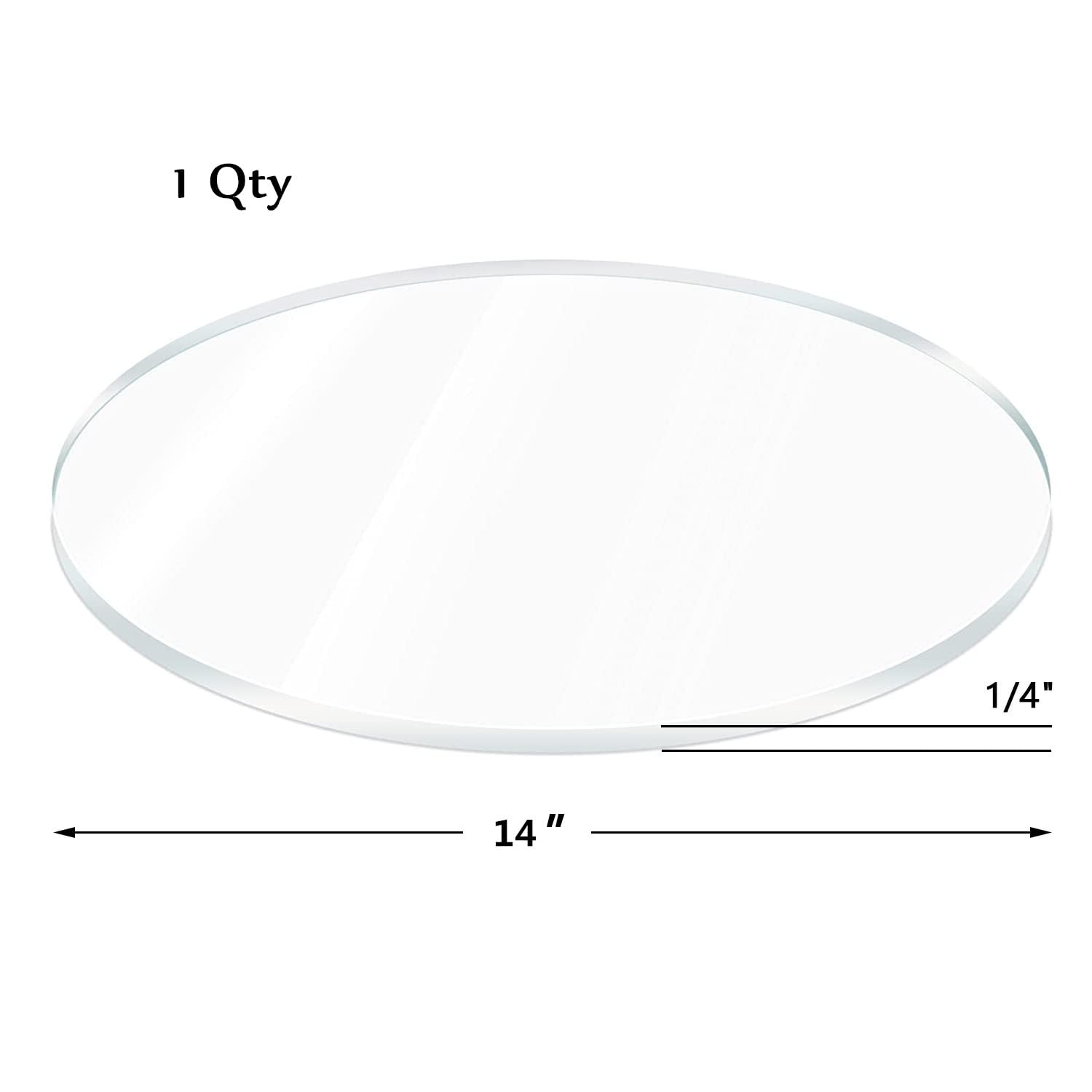 Hojas redondas de plexiglás acrílico de 14 pulgadas de grosor de 14 pulgadas de diámetro, círculos de plexiglás transparentes para mesa, letreros,