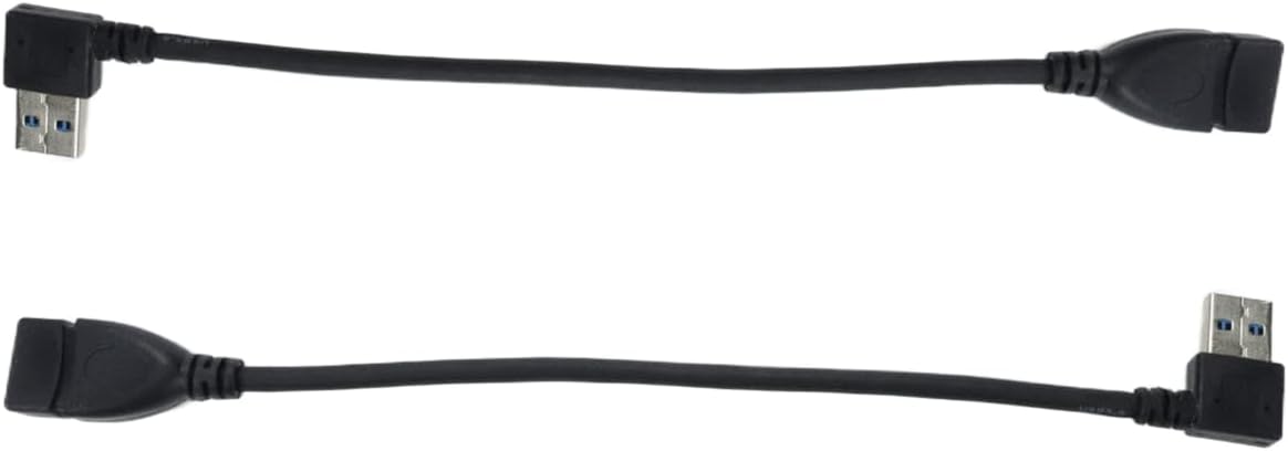 UTALIND Paquete de 2 cables de extensión USB 3.0 macho a hembra, adaptadores USB en ángulo izquierdo y recto para laptop, TV, disco USB, ratón,