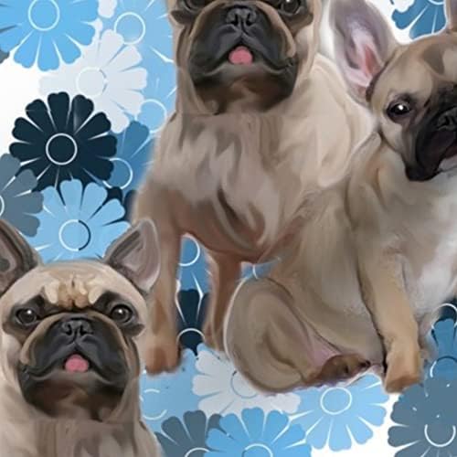 Spoonflower Tela  Bulldog Francés Animales Perros Cachorros Pawprint Flores Impresas en Petal Signature Cotton Fabric by The Yard  Coser Acolchado