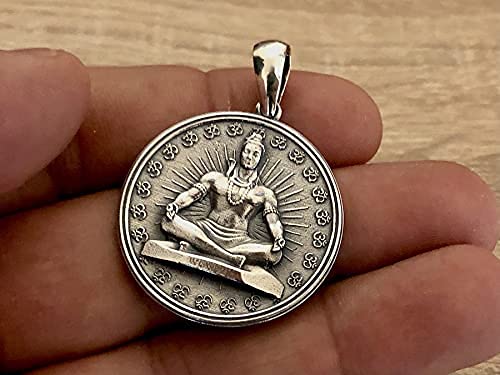 Shiva Pendant Sterling Silver 925 Om Ohm Symbol Large Meditation Charm Chakra Namaste Healed Buddha Yoga Teacher Spiritual Jewelry