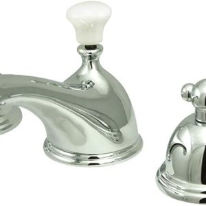 Kingston Brass KS3961PL Grifo de lavabo generalizado de restauración con manija de palanca de porcelana, cromo pulido, centro ajustable de 8 pulgadas Kingston Brass KS3961PL Grifo de lavabo generalizado de restauración con manija de palanca de porcelana, cromo pulido, centro ajustable de 8 pulgadas