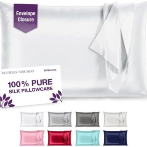 Mulberry Park – Funda de almohada de seda de 30 Momme, funda de almohada de seda pura para cabello y piel, funda de almohada de seda real de morera Mulberry Park – Funda de almohada de seda de 30 Momme, funda de almohada de seda pura para cabello y piel, funda de almohada de seda real de morera
