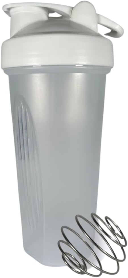 Taza agitadora 20ozl con bola de licuadora y tapa (blanco)