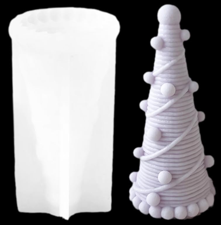 TOPYS KnittingTree – Molde de vela de lana para árbol de Navidad, molde de resina de silicona 3D para bricolaje, aromaterapia, velas, jabón, arcilla
