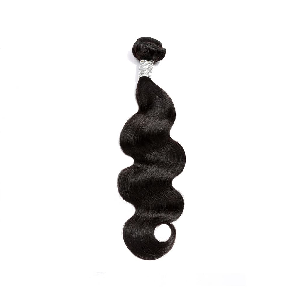 Zezejenhu – Manojos de cabello humano virgen brasileño ondulado 12A, extensiones de cabello humano Remy brasileño para mujeres negras, color negro