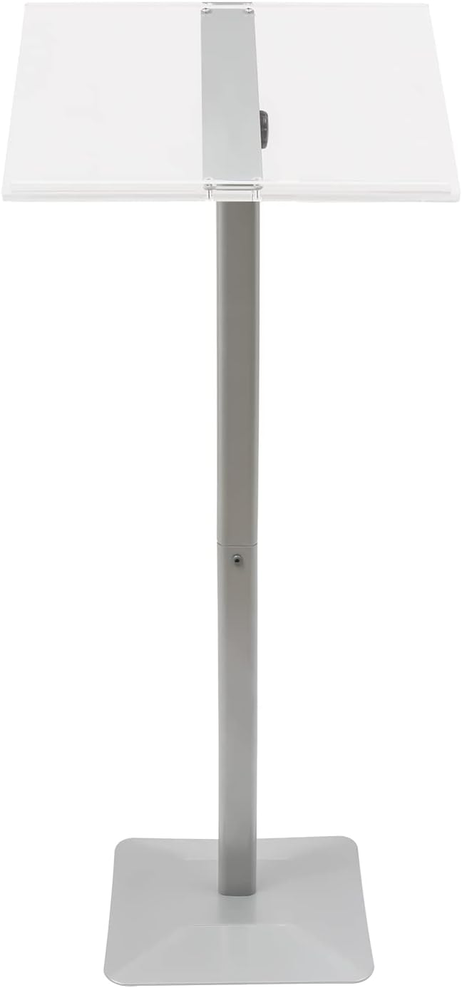 LOYALHEARTDY Soporte de podio acrílico, podio de hablar de pie en el suelo, ángulo de 30-90, ajustable, para conferencia, podio, cuerpo y base de