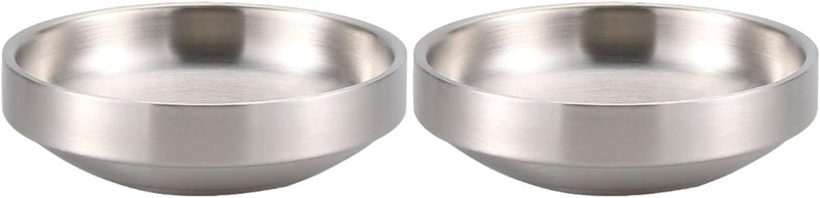 Hemoton 2pcs acero inoxidable coreano kimchi plato sopa cereales cuencos acero inoxidable doble pared aislado al vacío tazón coreano plato de