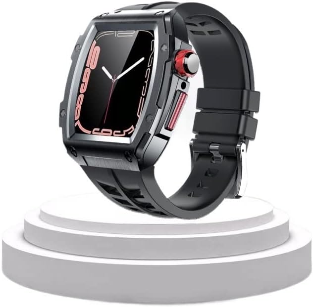 EPANO Kit de modificación de caja de metal correa de silicona para Apple 1.772 in 1.732 in acero inoxidable Smartwatch banda para iWatch Series 8 7