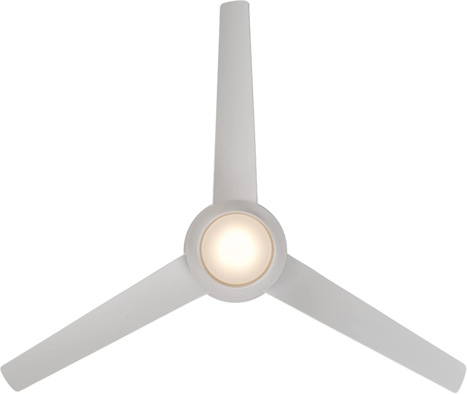 WAC Smart Fans Geos Ventilador de techo de 3 aspas para interiores y exteriores, 60 pulgadas, blanco mate con kit de luz LED de 3000K y control
