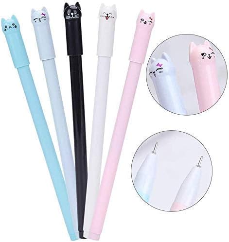 sencoo Lindos bolígrafos kawaii para niñas, bolígrafos de gel de 0.020 in, bolígrafos de gel negros para suministros escolares de oficina (12 gatos) - Imagen 9