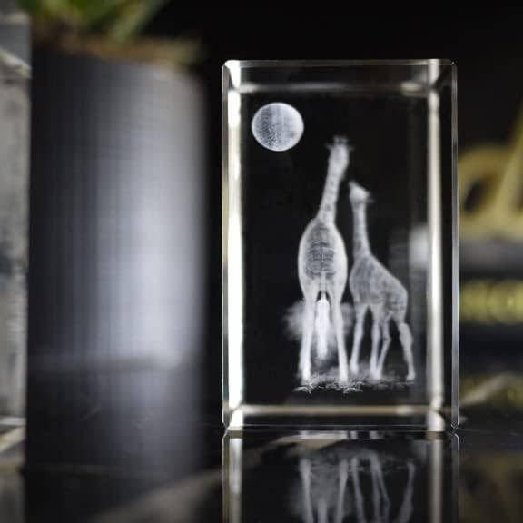Regalo de jirafas para decoración del hogar, cristal 3D K9 para amantes de los animales, zoológico, safari, amor, amistad, decoración de guardería,