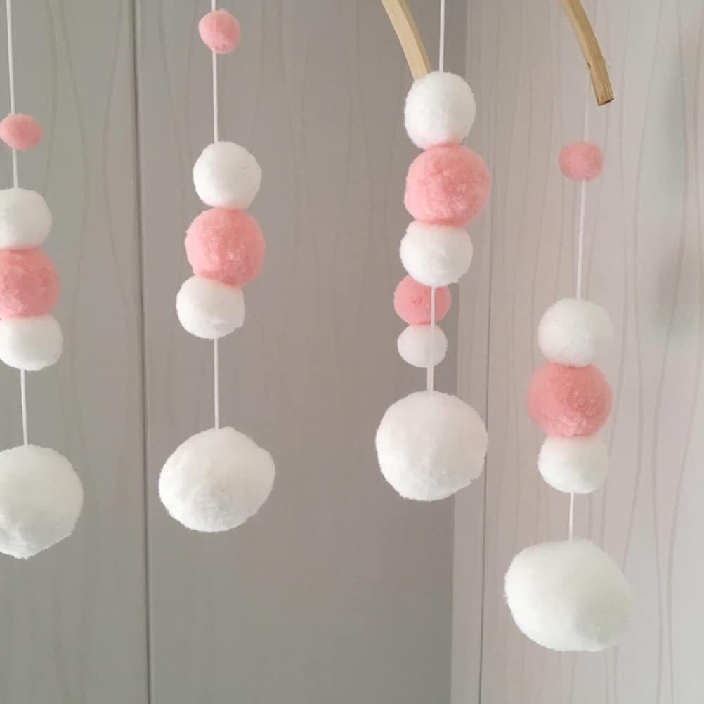 Cuna de bebé móvil de madera, campanilla de viento, bola de fieltro, campana de cama colgante, decoración de guardería para niñas y niños,
