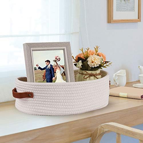 Cesta de almacenamiento tejida para tanque de inodoro, cesta organizadora de decoración del hogar de granja para baño, mesa y mostrador, 13 x 5.9 x