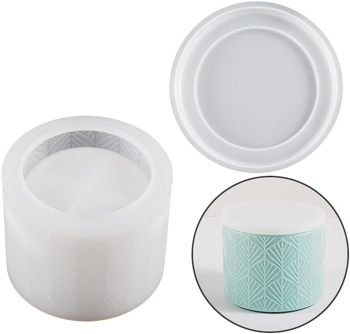Yalulu 4 moldes de resina de caja, moldes de joyería con tapa, moldes de epoxi de silicona para botella de almacenamiento, portavelas, contenedor de