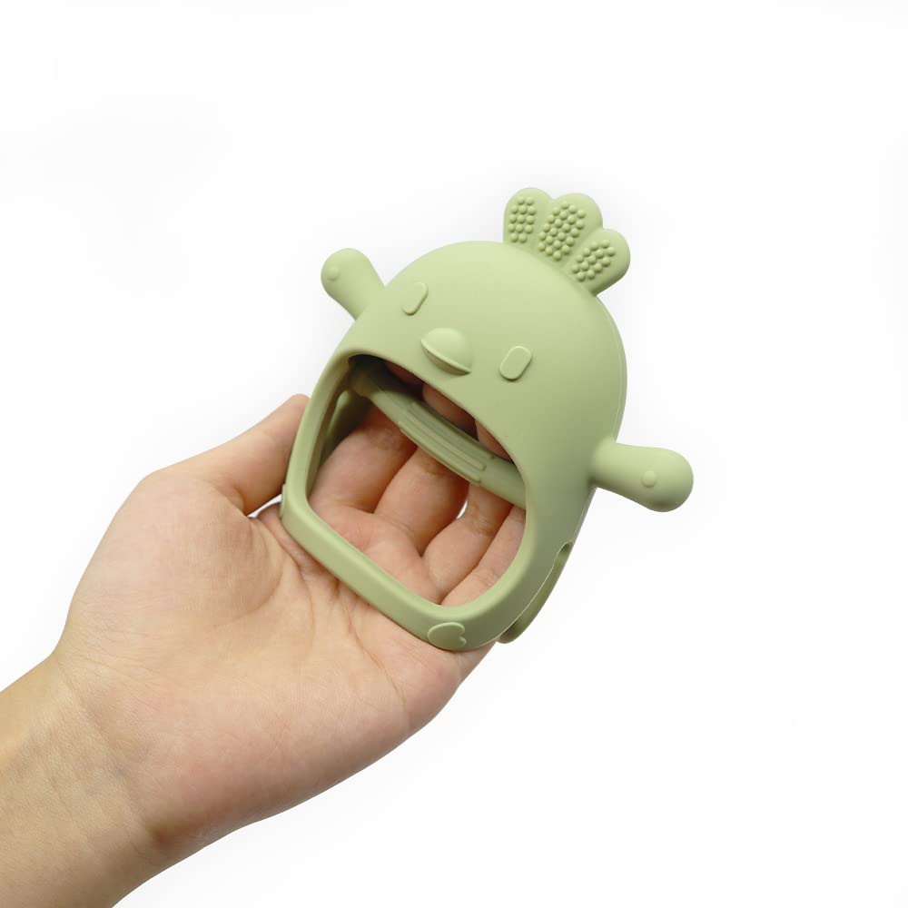 Bebe Never Drop – Juguetes de dentición para bebés de 0 a 6 meses, juguetes masticables para aliviar la dentición, chupete de mano de silicona para