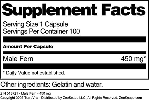 TerraVita Helecho Macho – 450 mg (100 Cápsulas, ZIN 513721) – Paquete de 2