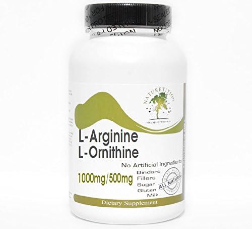 Naturetition Supplements L-Arginina 1000mg y L-Ornitina 500mg  100 Cápsulas – Sin Aditivos