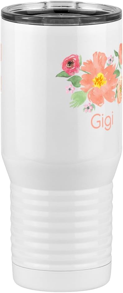Gigi Flowers – Vaso alto para café de viaje, color blanco de 20 onzas, color camello polar, acero inoxidable, aislado al vacío