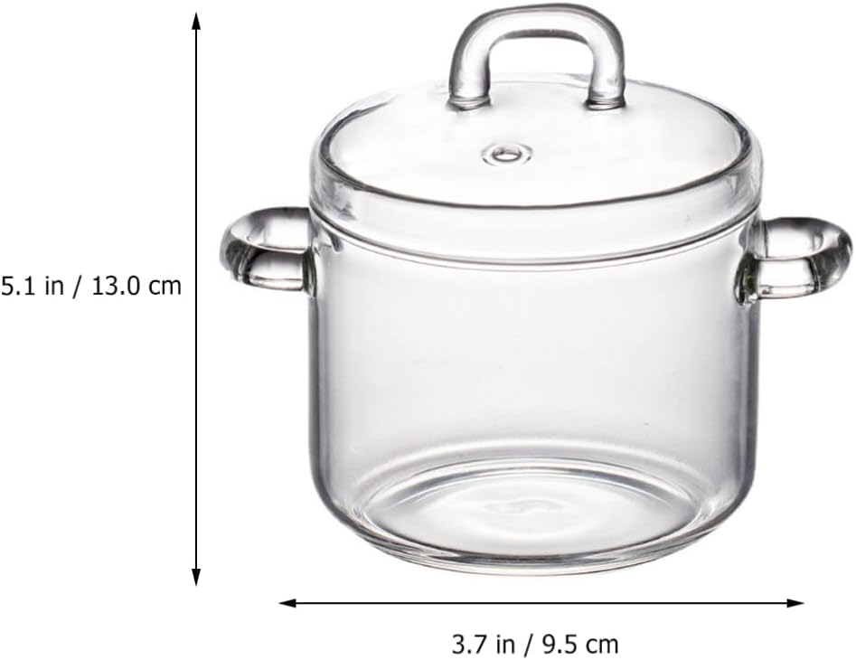 Tazón de ramen – Cacerola de vidrio con tapa, olla de cocina con tapa, olla de cocción escaldada, olla de pasta de cristal transparente de 11.8 fl