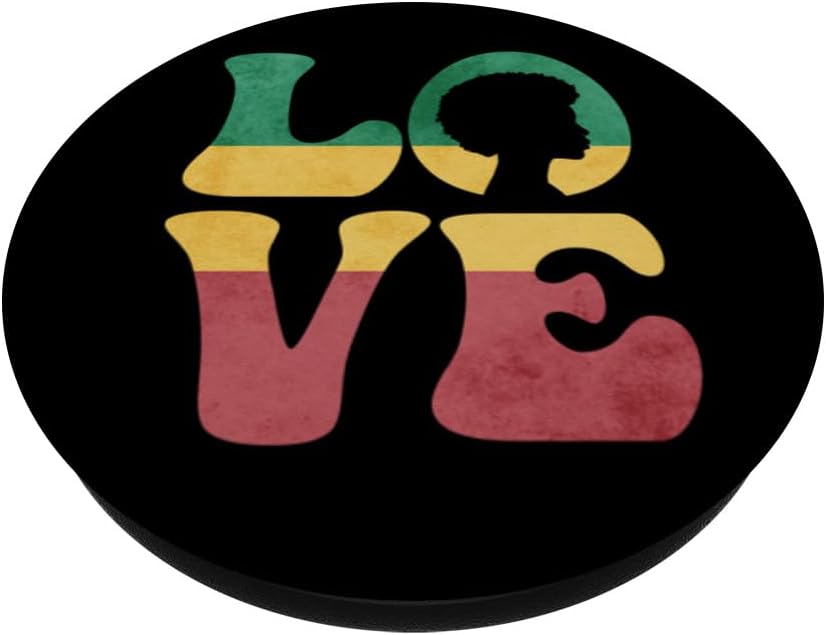 Afro Black African Rasta Reggae Black History LOVE PopSockets PopGrip intercambiables