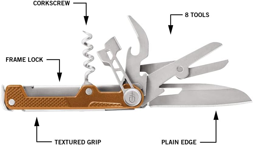Gerber Gear Armbar Cork, navaja de bolsillo multiherramienta con tornillo de corcho, naranja