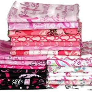 10 Fat Quarters – Cintas rosas para concientización sobre el cáncer de mama, sobrevivientes, corazones, calidad floral, telas de algodón, paquete 10 Fat Quarters – Cintas rosas para concientización sobre el cáncer de mama, sobrevivientes, corazones, calidad floral, telas de algodón, paquete