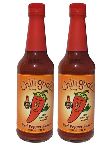 Chiligods Salsa de pimiento rojo, salsa galardonada hecha con puré de jalapeño y chiles chipotle, paquete de 2, 10 onzas
