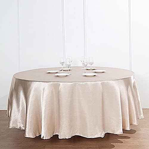 Mantel redondo de satén beige de 120″