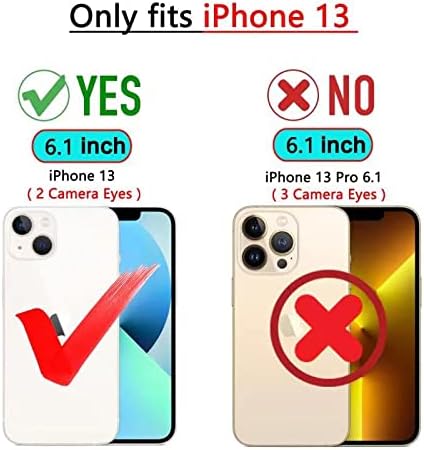 Compatible con funda tipo cartera para iPhone 13, ranuras para tarjetas con bloqueo RFID, funda de piel sintética de lujo con funda de TPU a prueba