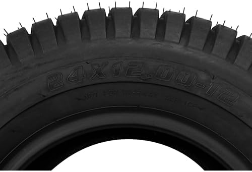 MOTORHOT 2 neumáticos de césped de 24 x 12.00-12 pulgadas, 6 capas, 24 x 12 x 12 pulgadas, para tractor de jardín, carrito de golf, neumáticos sin
