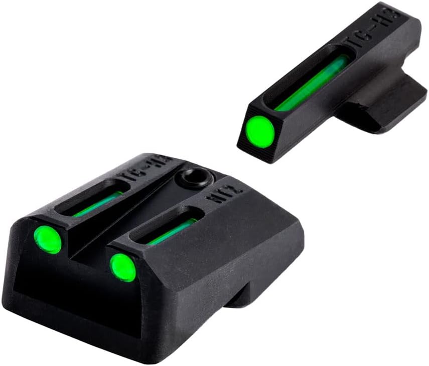 TRUGLO TFO Tritio y mira de pistola de fibra óptica  Juego de mira nocturna delantera y trasera compacta duradera de alta visibilidad, compatible