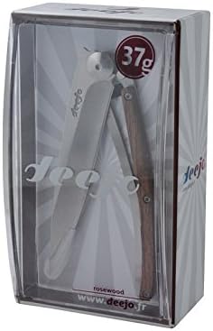 Deejo – Cuchillo de bolsillo plegable ultraligero con clip para cinturón, versión de madera de coral, 1.3 onzas, hoja fina y afilada, acero