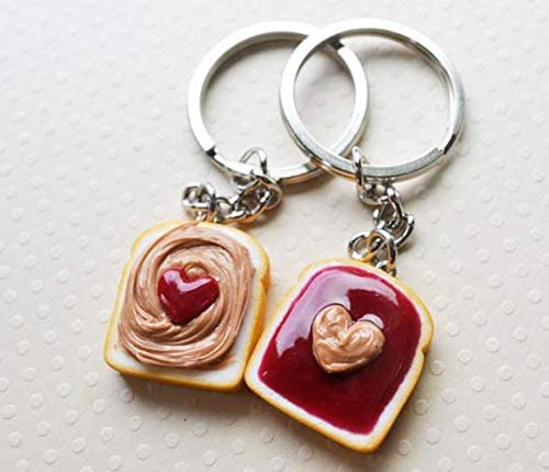 Strawberry Heart Peanut Butter and Jelly Best Friend Key Chain Set