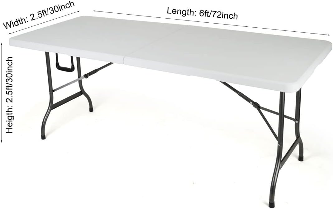 Mantel de elastano blanco de 6 pies para mesa rectangular de 72 pulgadas de largo x 30 pulgadas de ancho x 30 pulgadas de alto