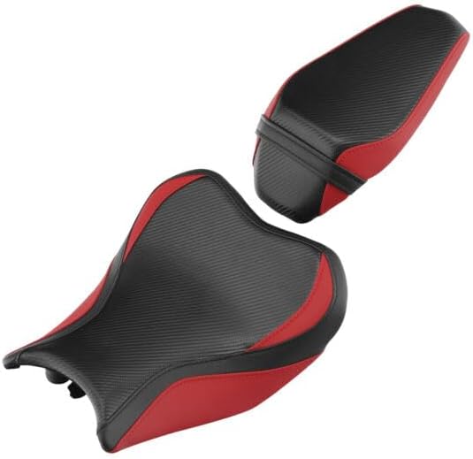 TCMT Asientos de conductor y pasajeros negros y rojos aptos para Kawasaki Z900 2017-2023 2018 19